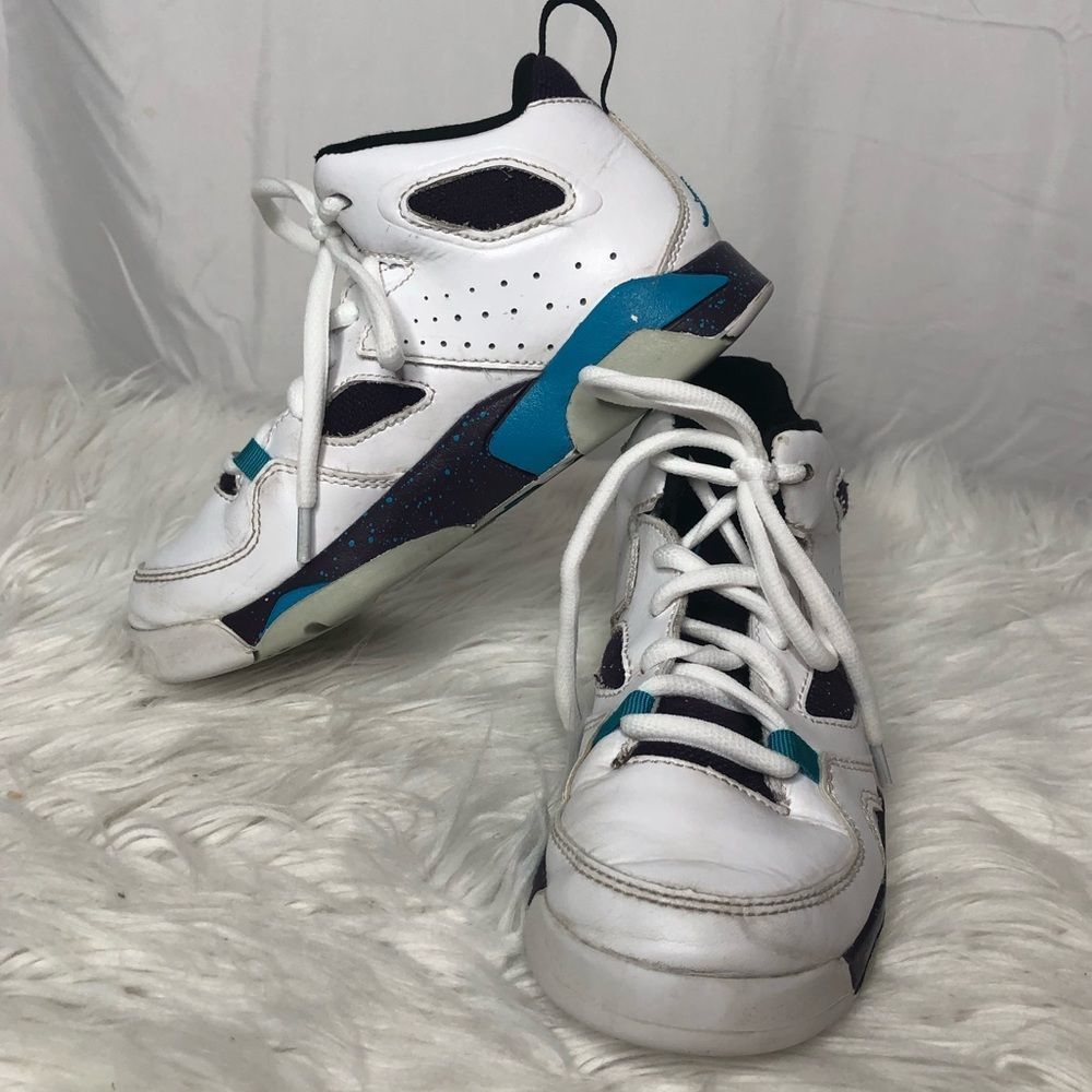 Nike Air Jordan Flight Club 91 White Purple Blue youth kids sneakers sz12C